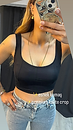 Siyah premium kalite esnek crop